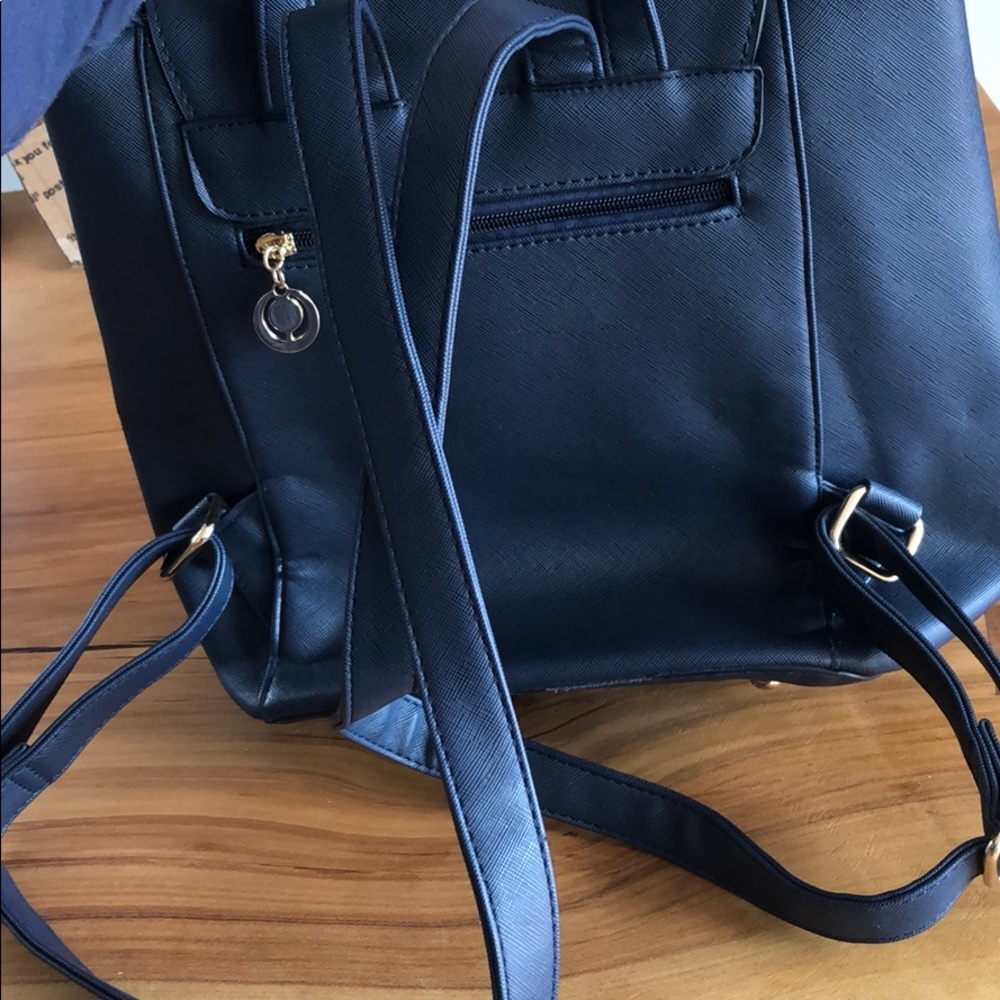 Navy Leather Backpack - image 2